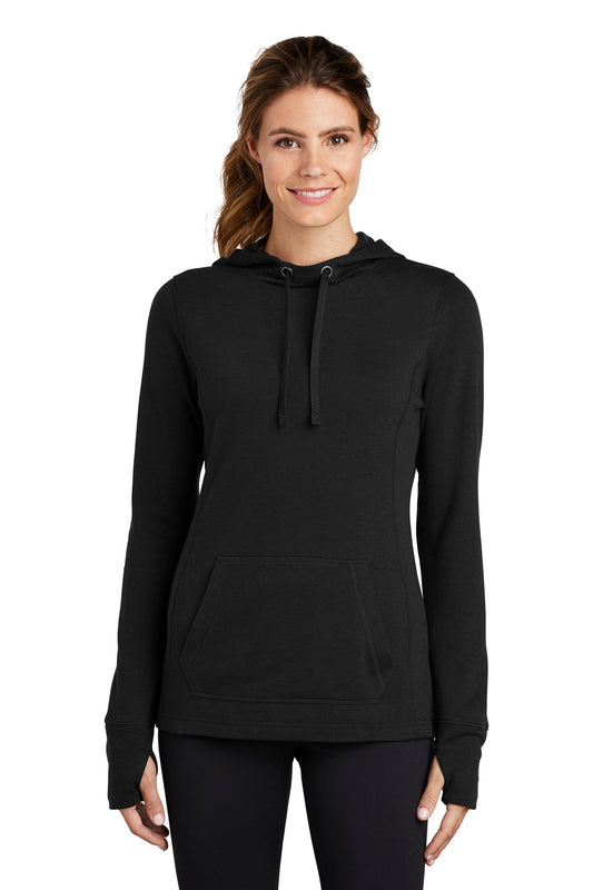 Sport-Tek ® Ladies PosiCharge ® Tri-Blend Wicking Fleece Hooded Pullover. LST296