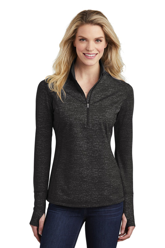 Sport-Tek ® Ladies Sport-Wick ® Stretch Reflective Heather 1/2-Zip Pullover. LST855