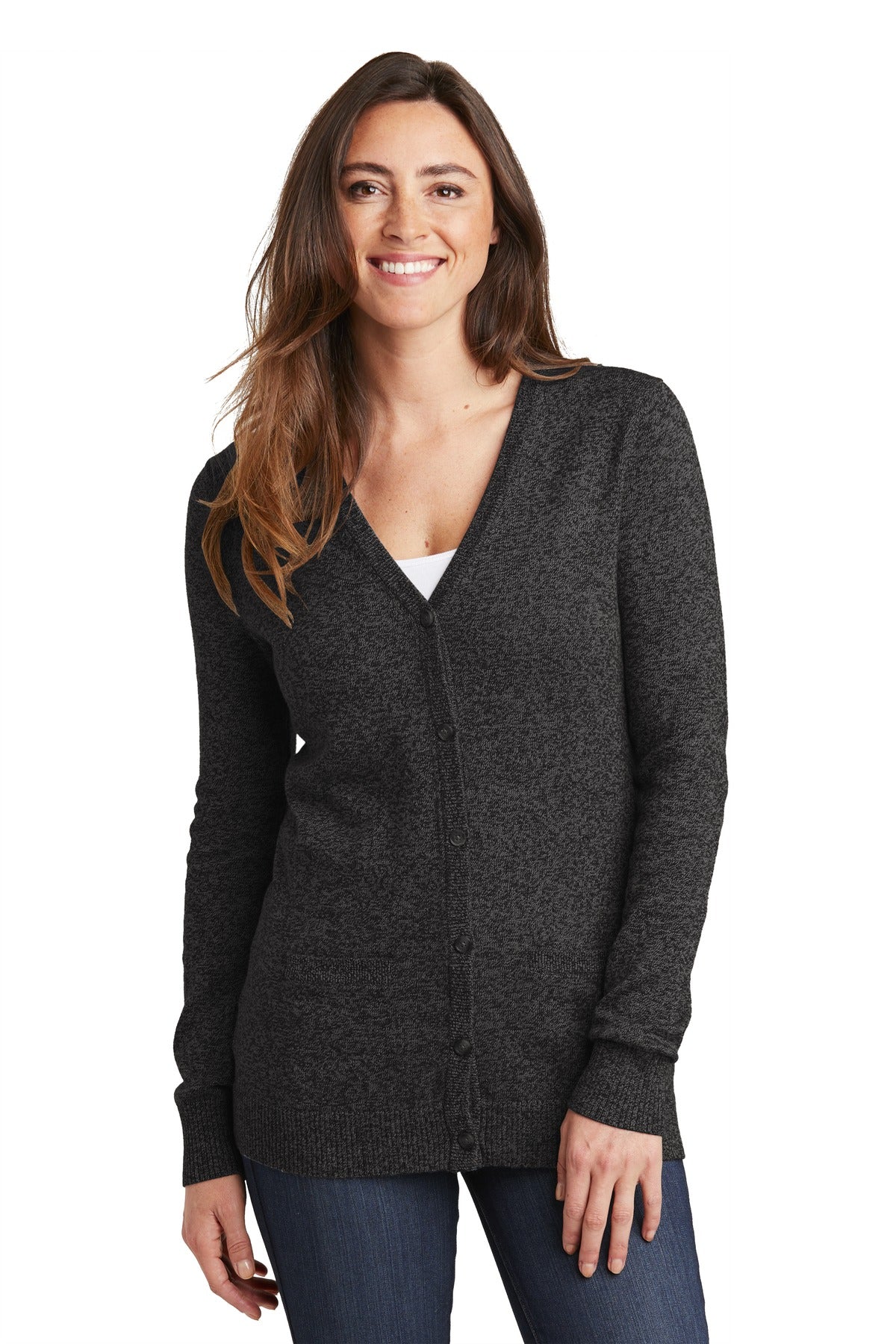 Port Authority ® Ladies Marled Cardigan Sweater. LSW415