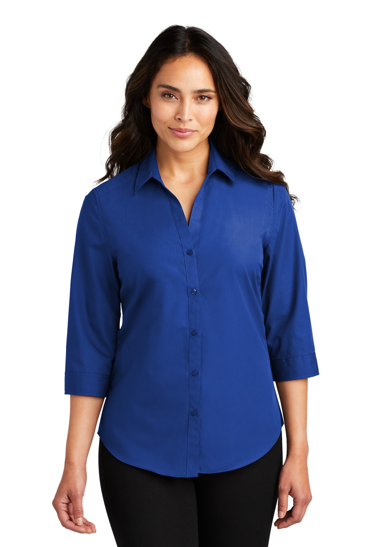 Port Authority® Ladies 3/4-Sleeve Carefree Poplin Shirt. LW102