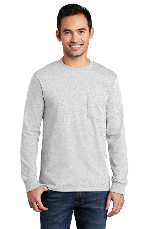 Port & Company® - Long Sleeve Essential Pocket Tee.  PC61LSP